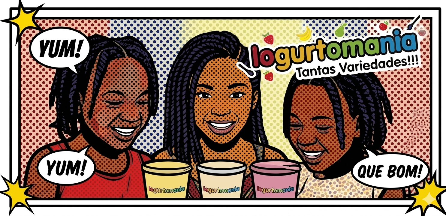 Meninas felizes com iogurtes